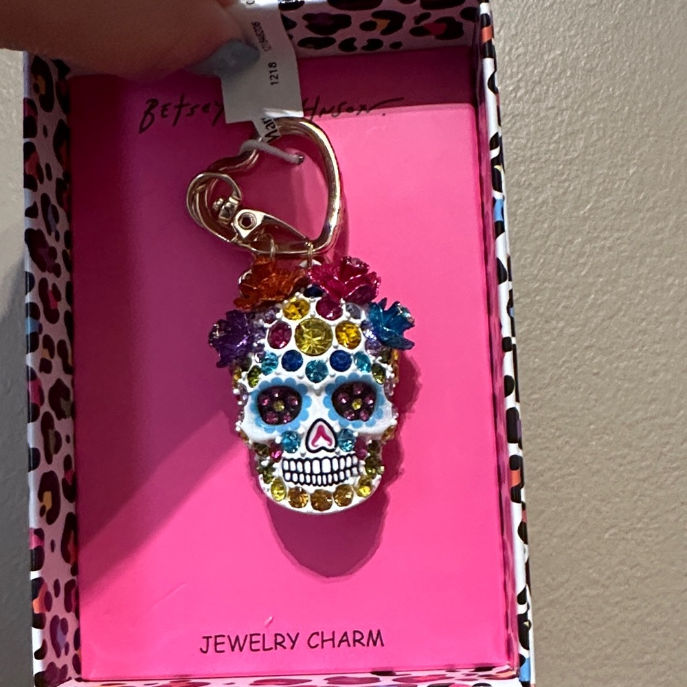 Betsey Johnson Colorful Skull Keychain